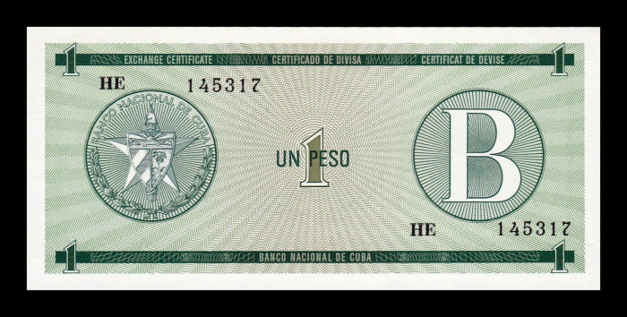Cuba 1 Peso 1985 - Cerificat valutar, Seria B, necirculat [2]