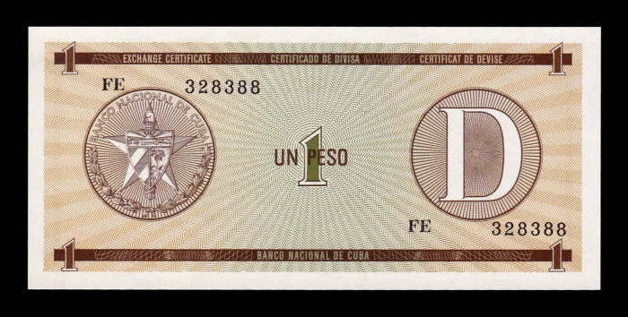 Cuba 1 Peso 1985 - Cerificat valutar, Seria D, necirculat [2]