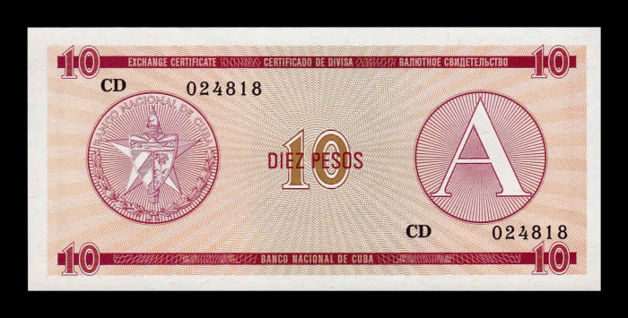 Cuba 10 Pesos 1985 - Cerificat valutar, Seria A, necirculat [2]