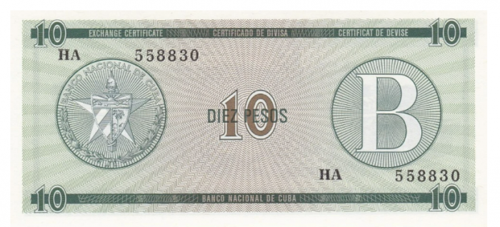 Cuba 10 Pesos 1985 - Cerificat valutar, Seria B, necirculat [2]