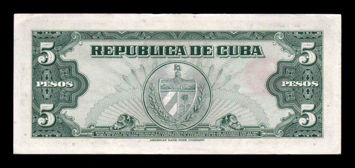 Cuba 5 Pesos Máximo Gómez 1960, aproape necirculata [2]