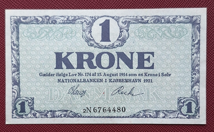 Danemarca 1 coroana 1921, rara, UNC- [1]