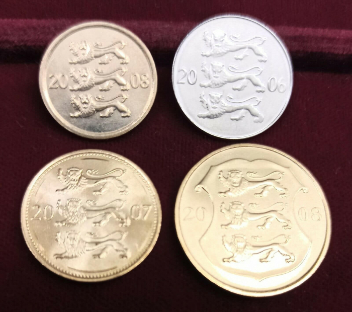 Estonia Set 4 Monede  2006-2008: 10 20 50 Senti, 1 Kroon, Unc [2]