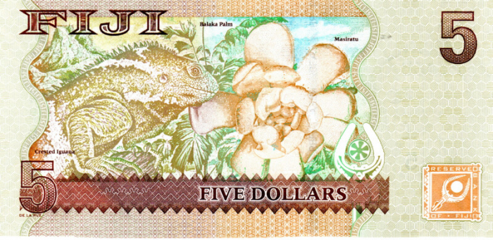Fiji 5 Dolari 2012, bancnota Regina Elisabeta II, aproape necirculata [2]