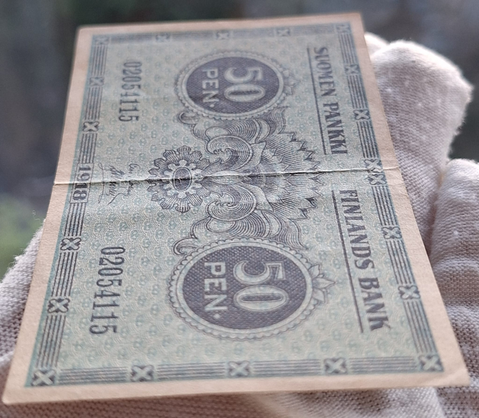 Finlanda 50 pennia 1918, aproape necirculata [3]