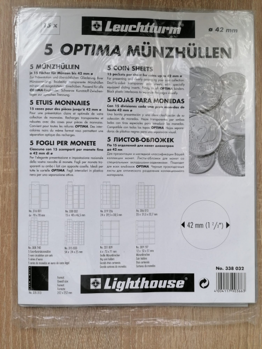 Set 5 folii Optima pentru 15 monede cu diametru maxim 42 mm [2]