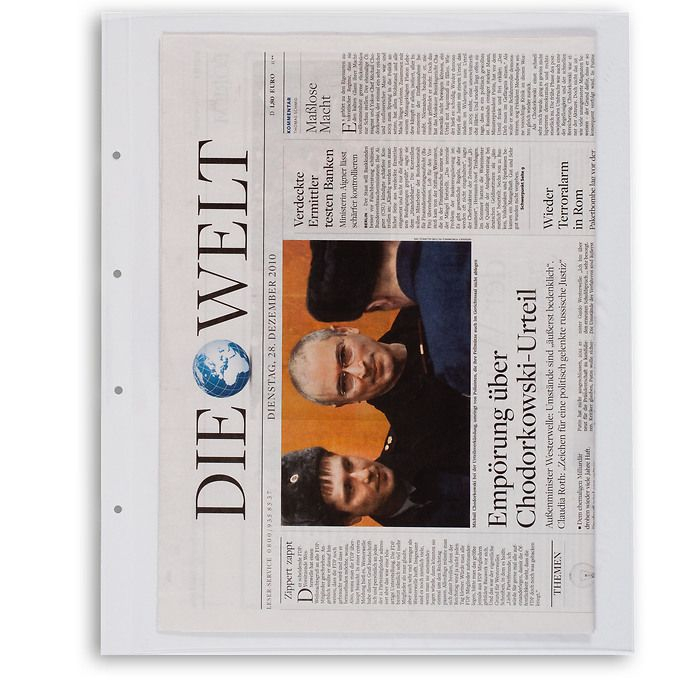Folii transparente cu 1 compartiment, 330x420 mm, A3, pentru stocare actiuni, obligatiuni, ziare, etc [2]