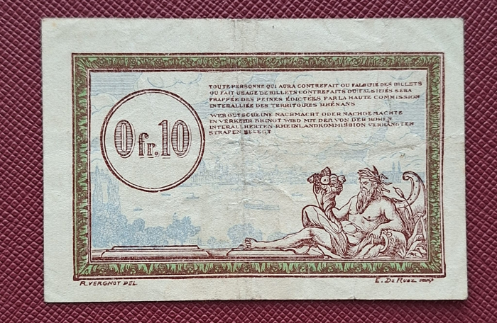 Franta, 10 centime 1923, ocupatia franco-belgiana a Germaniei dupa WWI [2]