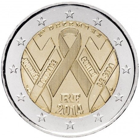 Franta 2 euro 2014 Ziua Mondială a SIDA, UNC [1]