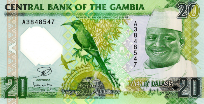 Gambia 20 Dalasis 2014, polimer, necirculata [1]