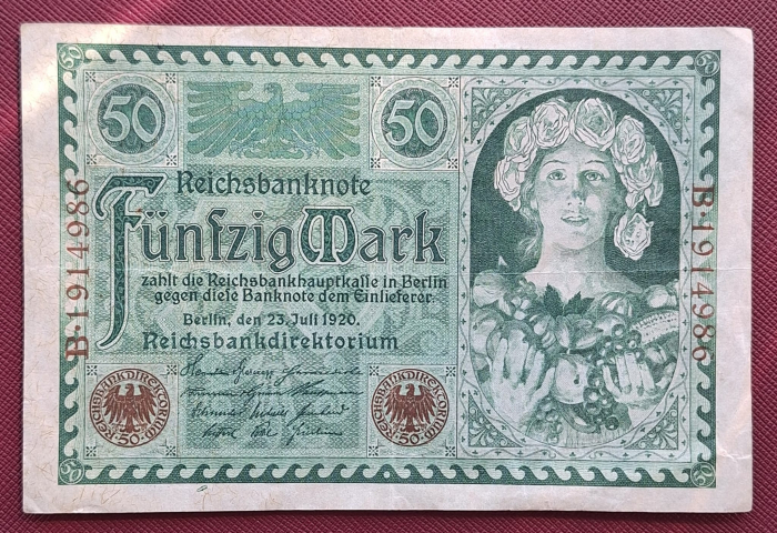 Germania 50 mark 1920, circulata, stare buna [2]