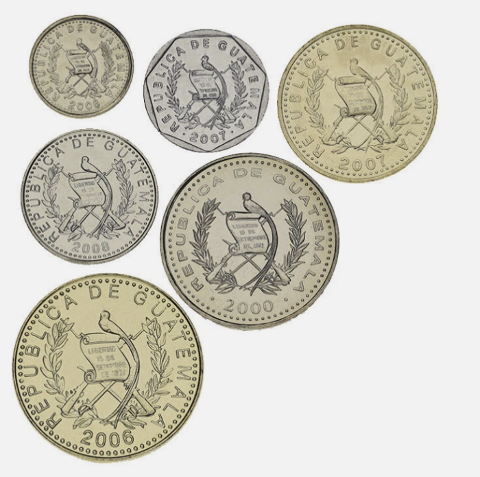 Guatemala SET 6 monede: 1 5 10 25 50 Centavos, 1 Quetzal 1994-2007, UNC [2]