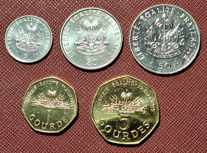 Haiti set 5 monede: 5,20,50 Centi, 1, 5 Gourdes 1995-2011, UNC [2]