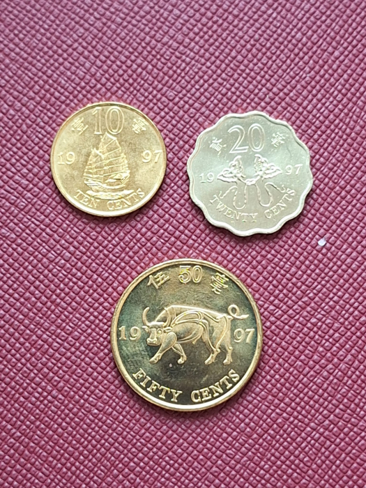 Hong Kong set 3 monede 10,20,50 centi 1997 Comemorative, UNC [1]
