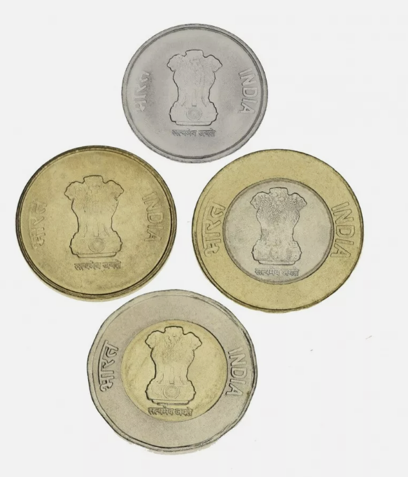 India set 4  monede 2014-2020: 2,5,10,20 Rupii, picaturi de ploaie, UNC [2]