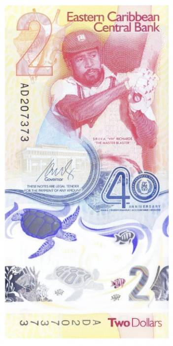 Insulele Caraibe 2 Dolari 2023, necirculata ( polimer, aniversara ) [3]