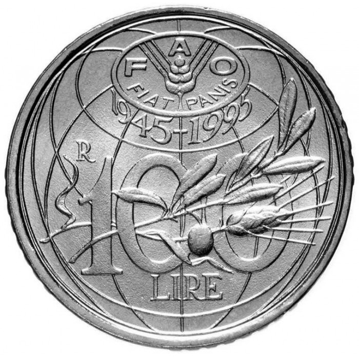 Italia 100 lire 1995, FAO, necirculata [1]
