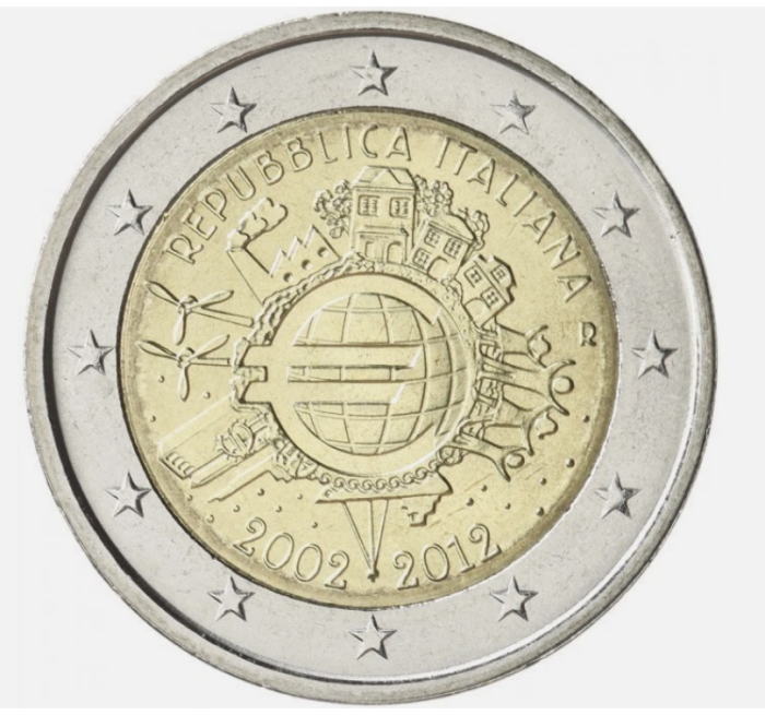 Italia 2 euro 2012, 10 ani de la introducerea Euro, UNC [1]