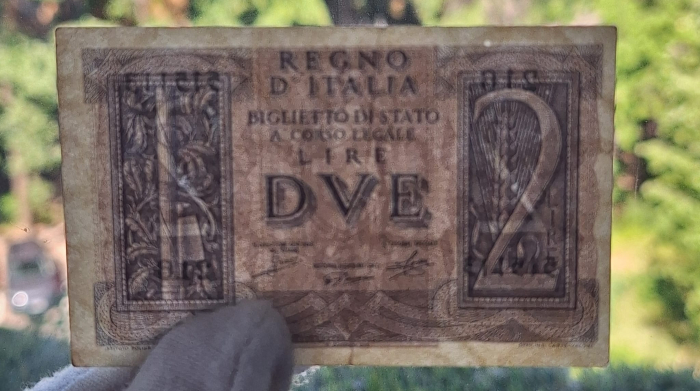 Italia 2 lire 1939, circulata, stare foarte buna [5]