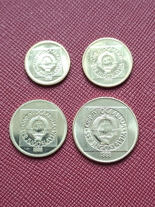 Iugoslavia set 4 monede 1988-1989: 10,20,50,100 Dinari, aproape necirculate [2]