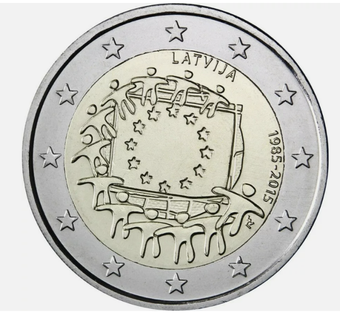 Letonia  2 euro 2015, A 30-a aniversare a drapelului Europei, UNC [1]