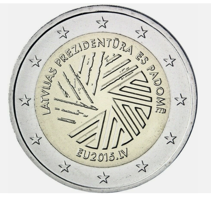 Letonia 2 euro 2015, Președinția Consiliului UE, UNC [1]