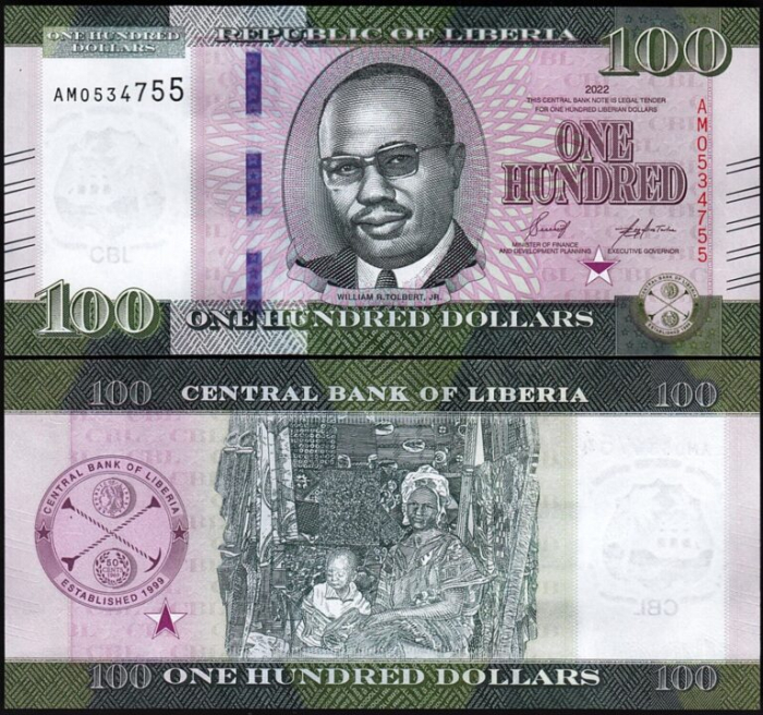 LIBERIA 100 dolari 2022-2023, necirculata [1]