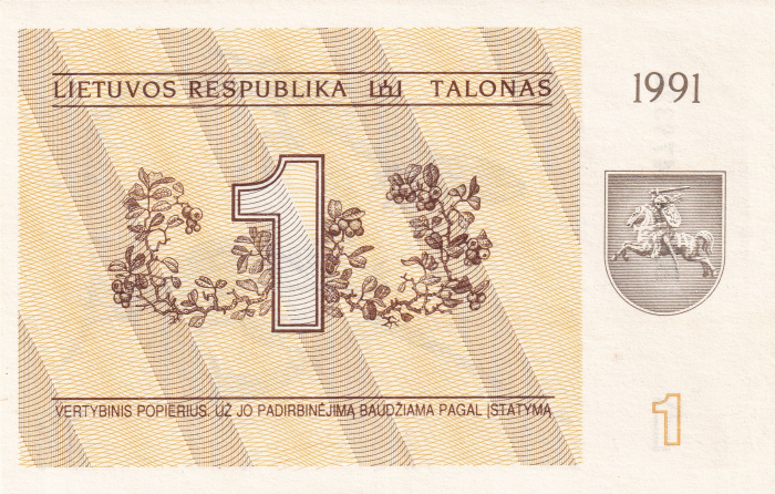 Lituania 1 Talonas 1991, necirculata [2]