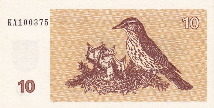 Lituania, 10 Talonas 1992, aproape necirculata [1]