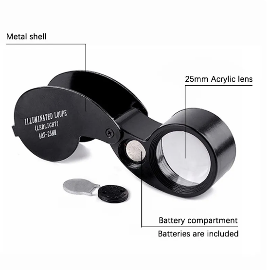 Lupa profesionala pentru monede / bancnote / timbre 40 x 25 mm, Led si baterii incluse [4]