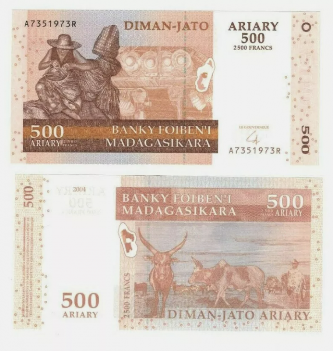 MADAGASCAR 500 ariary (2500 franci) 2004, necirculata [1]