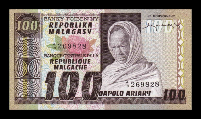 Madagascar (Republica Malgasa) 100 Franci 1975, necirculata [2]