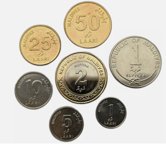 Maldive set 7 monede: 1 5 10 25 50 Laari, 1, 2 Rufiyaa, 2008-2017, UNC [2]