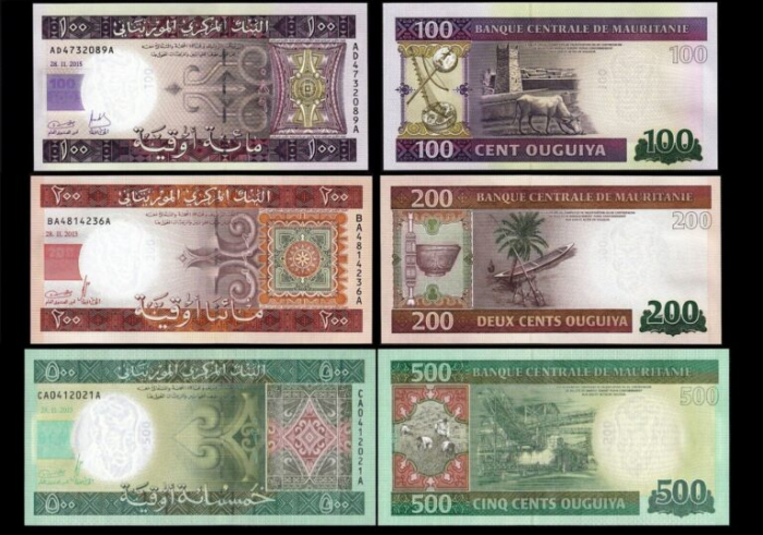 Mauritania set 3 bancnote: 100,200,500 Ouguiya 2013 2015, necirculate [1]