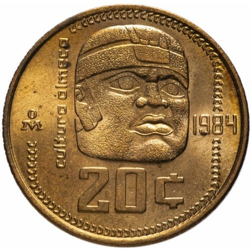 Mexic 20 Centavos 1984 Cultura Olmecca, aproape necirculata [1]