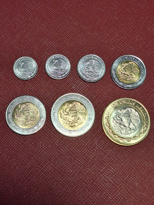 Mexic set 7 monede 2009-2024: 10,20,50 centavos, 1,2,5,10 Pesos, UNC [1]