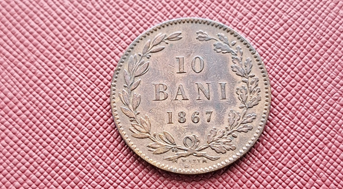 Romania, 10 Bani 1867 Watt&Co, Regele Carol I, primul sistem monetar [3]