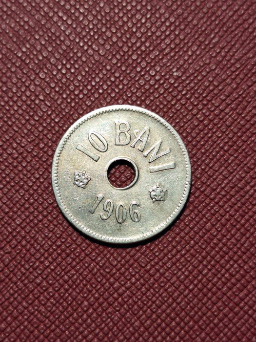 Moneda Romania, 10 Bani 1906, cu eroare de batere: matrita crapata [2]
