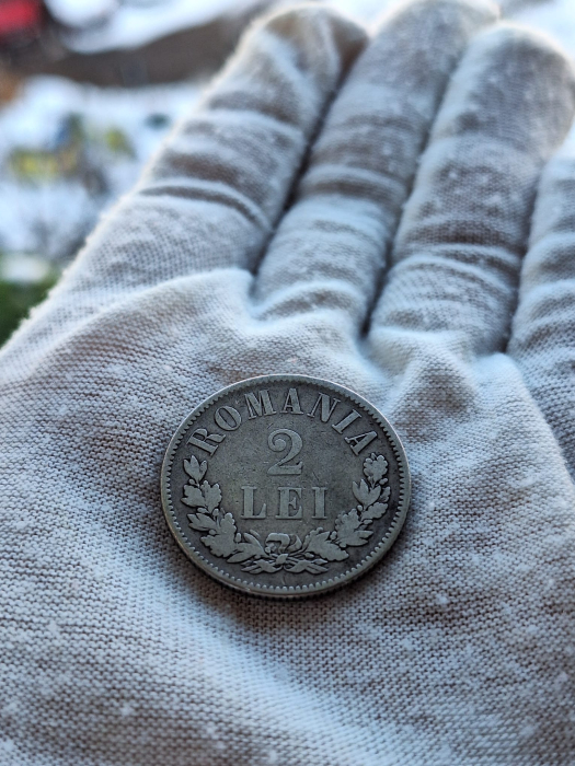 Moneda Romania, 2 lei 1873 ag, Regele Carol I [2]