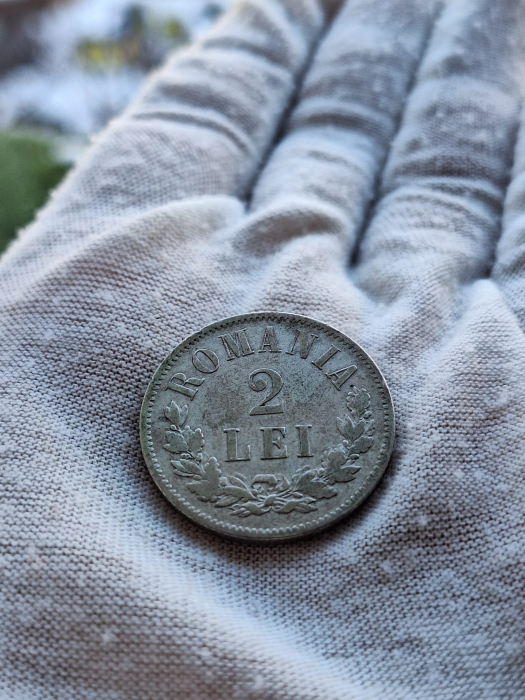 Moneda Romania, 2 Lei 1875 ag, Regele Carol I [4]