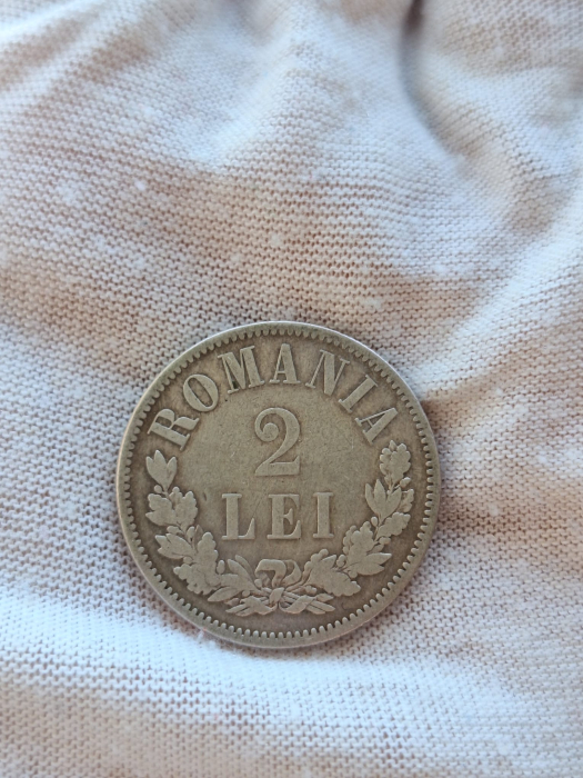 Moneda Romania, 2 Lei 1875 ag, Regele Carol I [2]