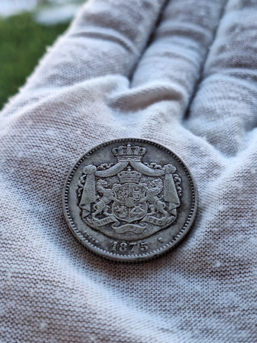 Moneda Romania, 2 Lei 1875 ag, Regele Carol I [3]