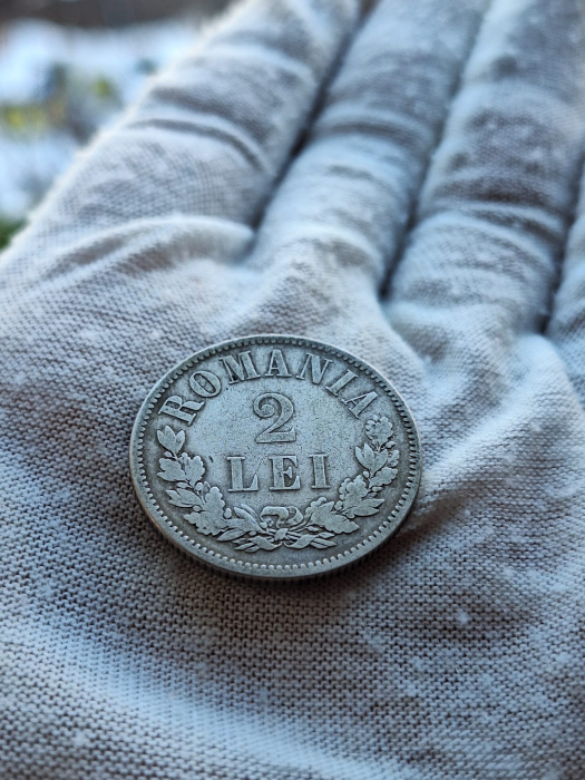 Moneda Romania, 2 Lei 1875 ag, Regele Carol I [4]