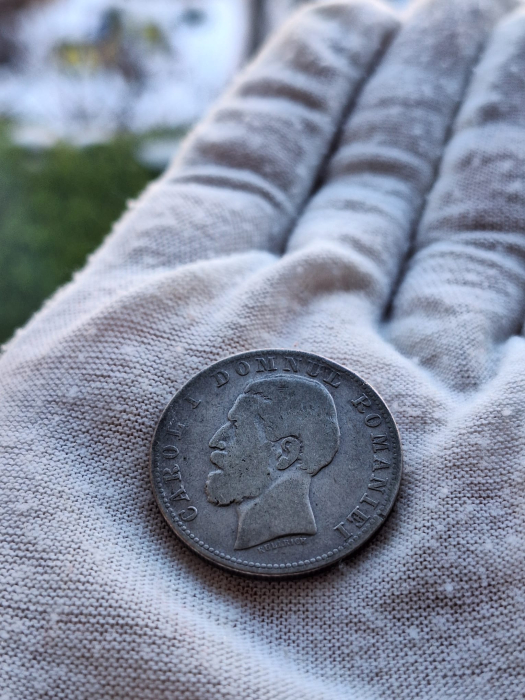 Moneda Romania, 2 Lei 1881 ag, Regele Carol I [4]