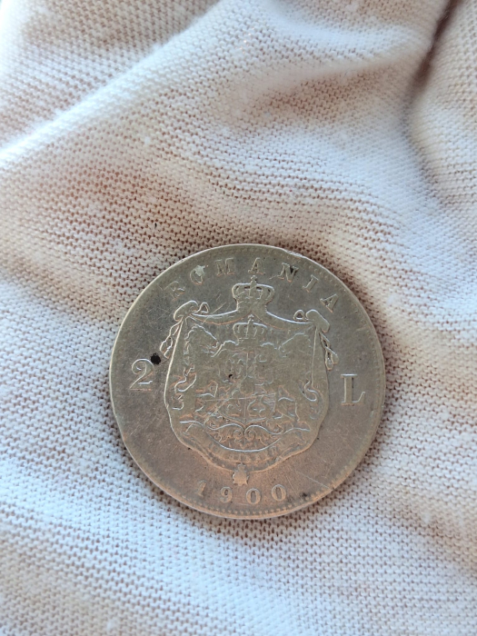 Moneda Romania, 2 Lei 1900 ag, rara, Regele Carol I [3]