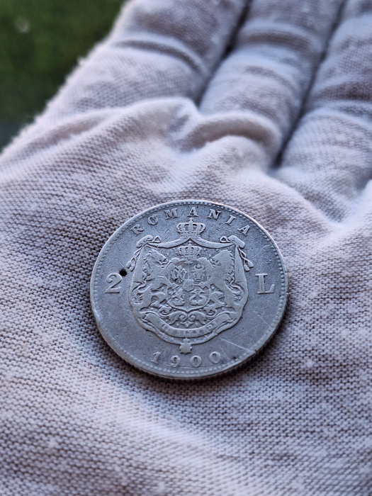Moneda Romania, 2 Lei 1900 ag, rara, Regele Carol I [2]