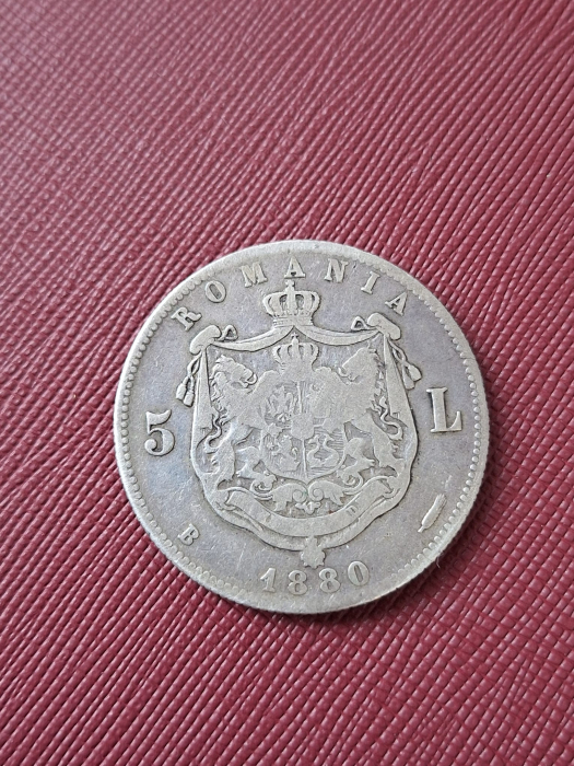 Moneda Romania, 5 lei 1880, Carol I Domnul [4]