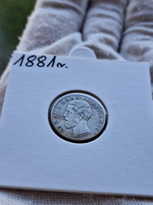 Moneda Romania, 50 Bani 1881 ag, Regele Carol I [4]