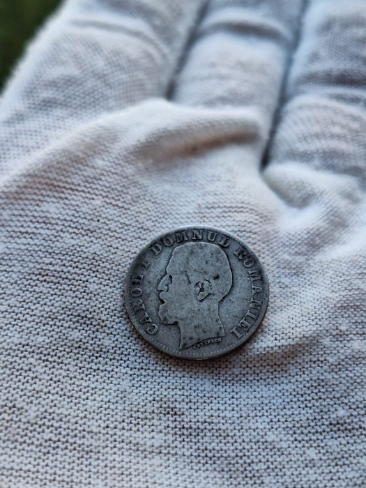 Moneda Romania, 50 Bani 1881 ag, Regele Carol I [3]