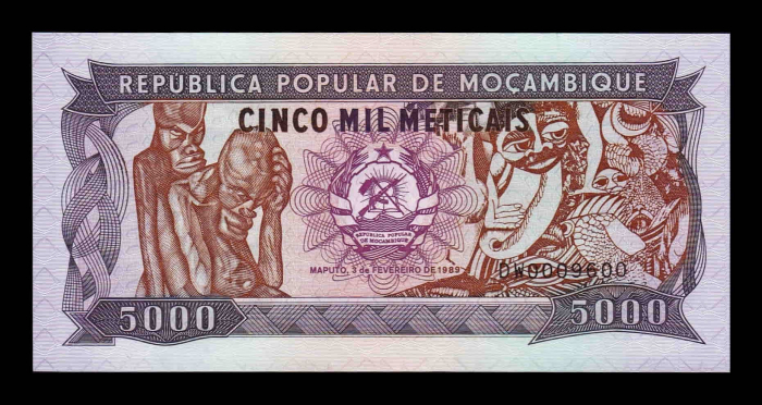 Mozambic 5000 Meticais 1989, aproape necirculata [1]